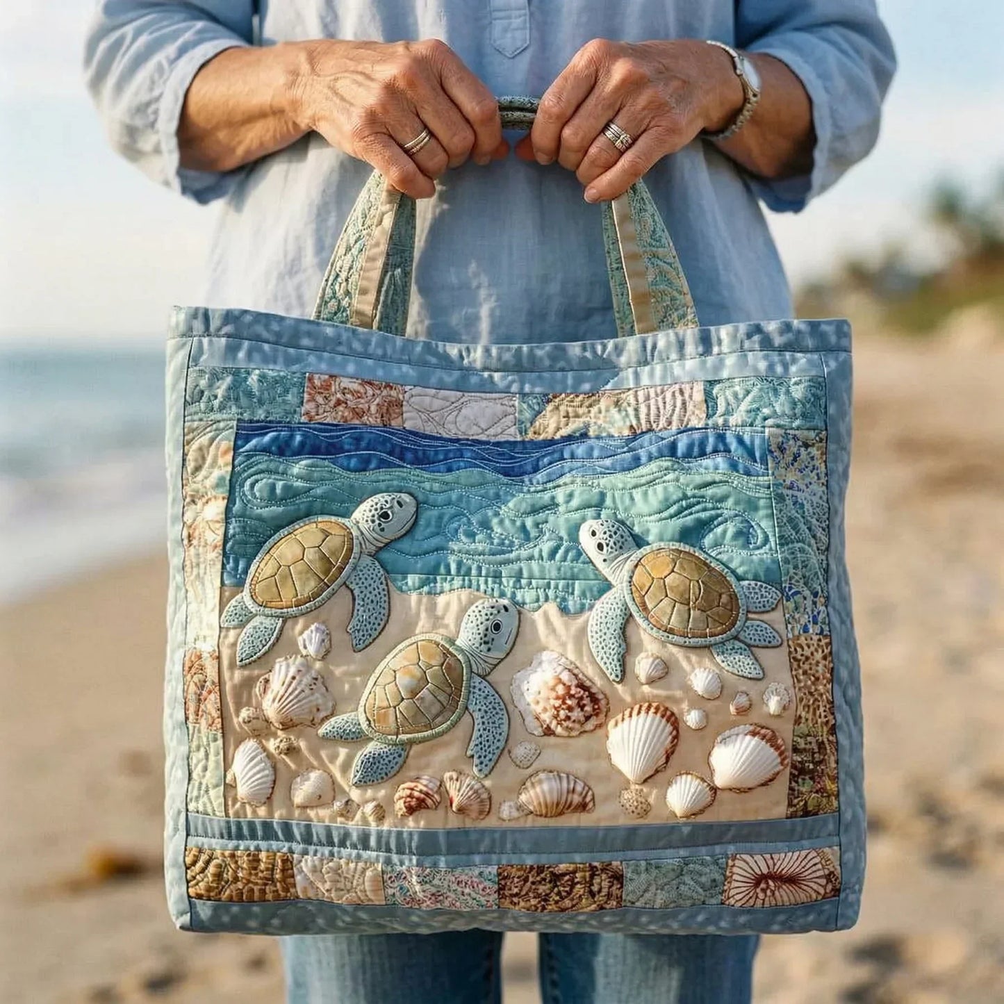 Sack Artisanal Matelassé - Sea Turtle