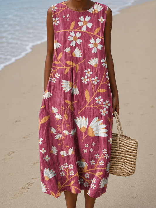 Charlotte | Sleeveless Printed Midi Casual Dress
