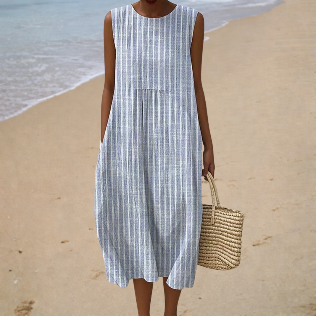 Amelia – Striped Sleeveless Midi Dress