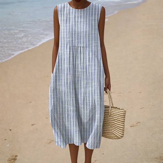 Amelia – Striped Sleeveless Midi Dress