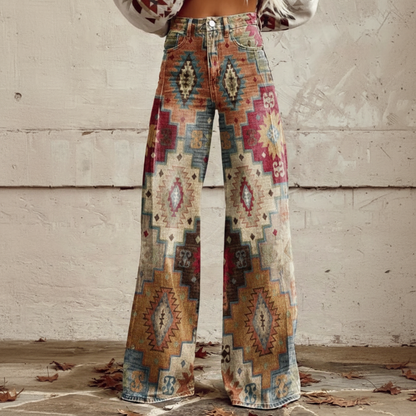 Francesca™ - Pantalon à Motif Boho Rétro