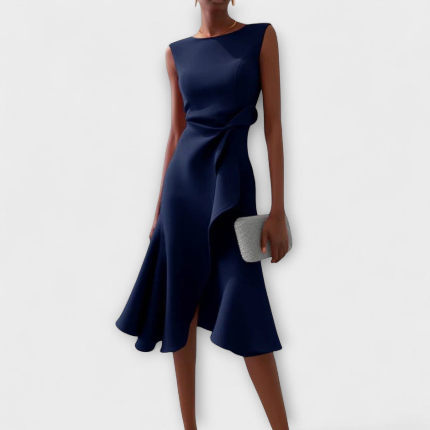 Sheila | Draped Asymmetric Midi Dress