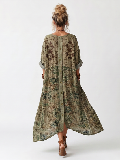 Aleta | Button Front Oversized Pocket Midi Dress