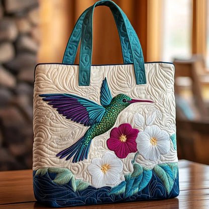 Quilted Bag - Hummingbird and White Flowers