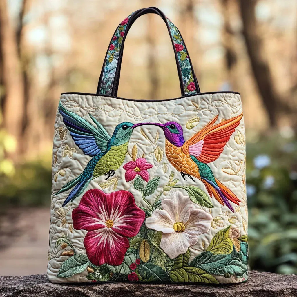 Sack Matelassé - Colibri and White Flowers