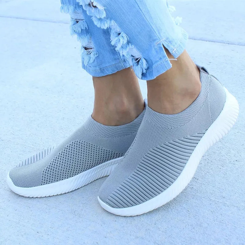 Sienna™ – Knit Sock Slip‑On Walking Flats
