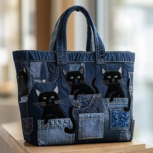 Happy Cat Quilted Tote Bag