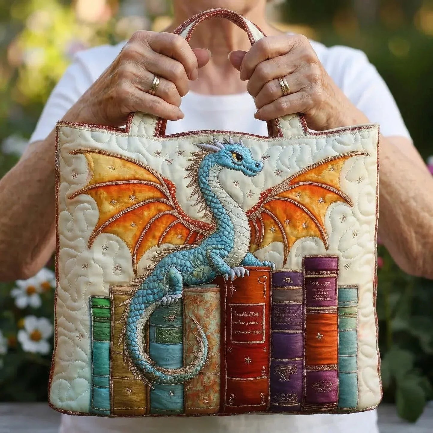 Sack Matelassé - Dragon Emerald Guardian of the Books