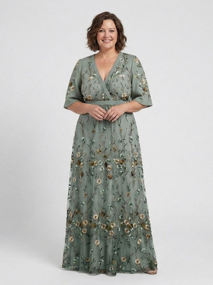 Melodi | Long Floral Dress with V-Neck