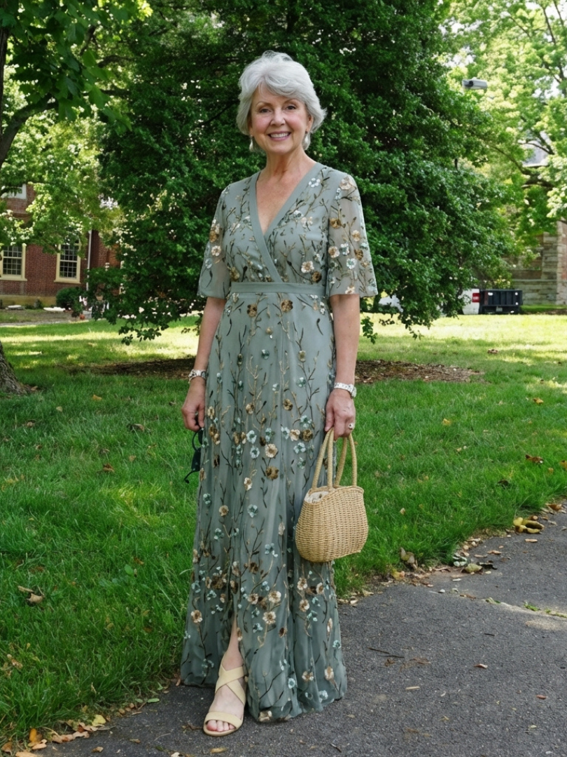Melodi | Long Floral Dress with V-Neck