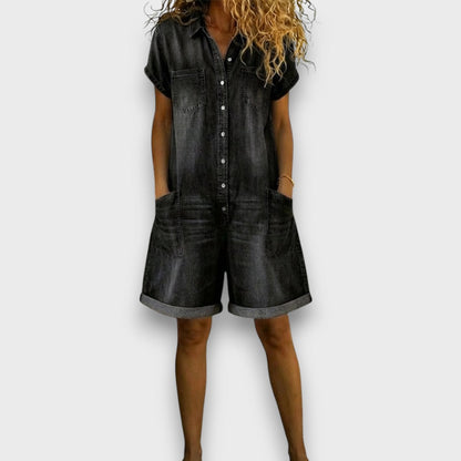 Sofía - Vintage Short Cotton Dungarees with a Denim Look
